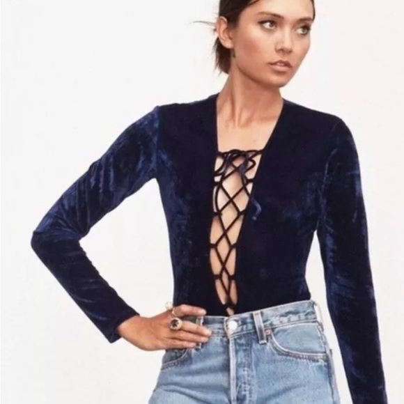 Reformation Tops - Reformation Womens Size s Moss Green Velvet Avalon Long Sleeve Bodysuit
